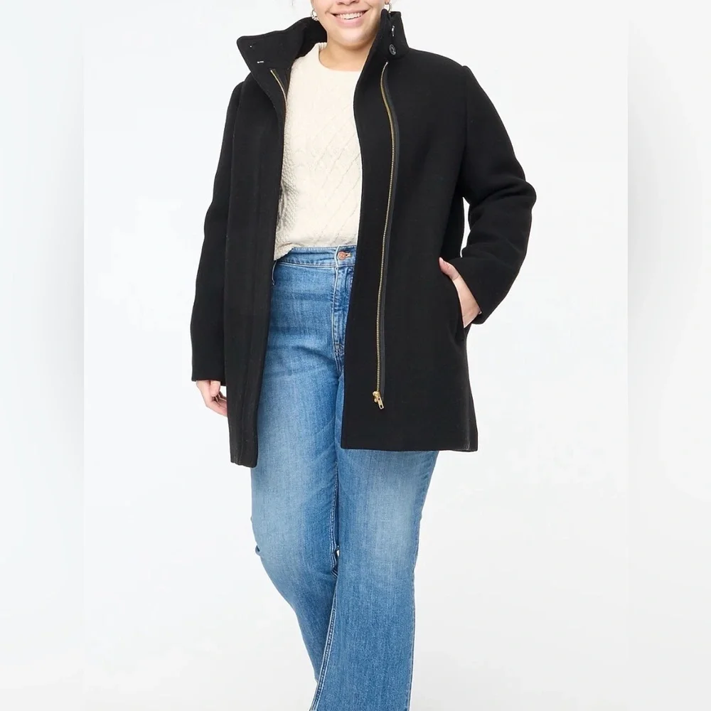 NWT J Crew Petite city coat with button neck size 8P
